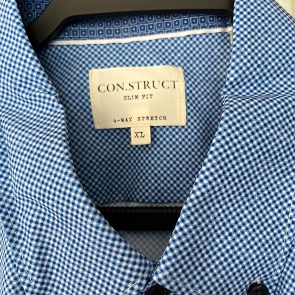 Slim Fit Microdot Short Sleeve 4-Way Stretch Performance Button-Down Shirt - Picture 2 of 3